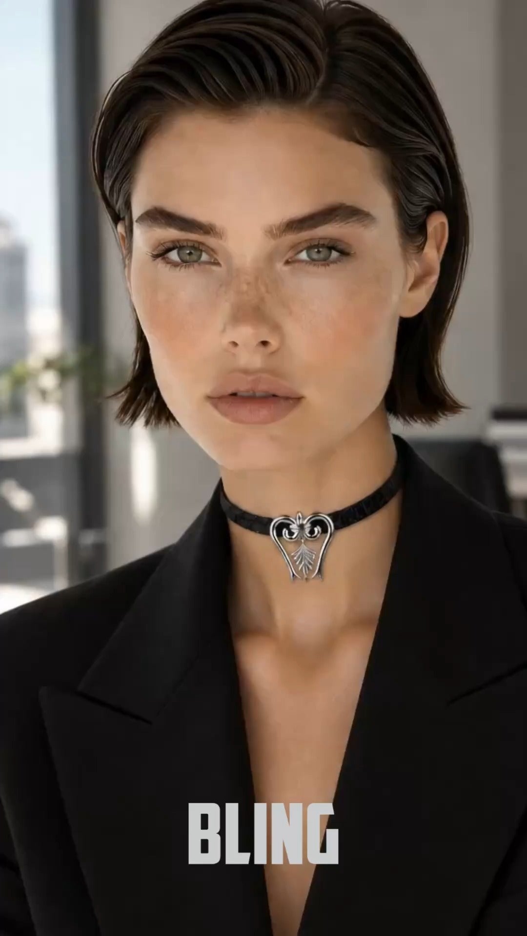 Model wearing a BLING ornament choker